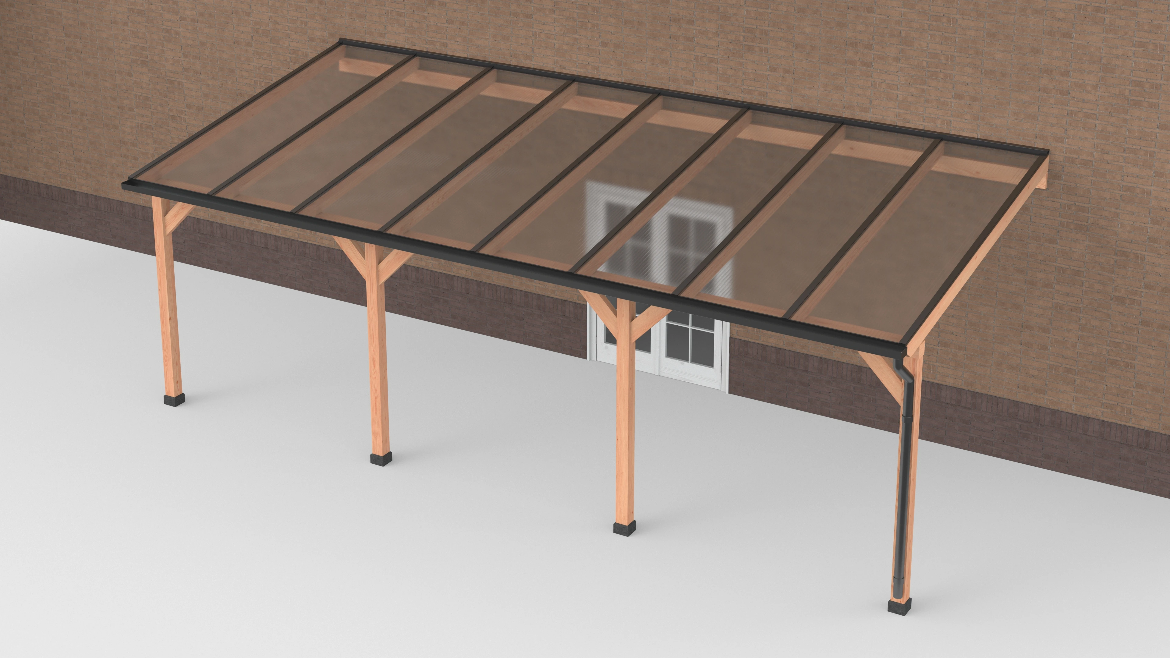 Douglas Terrasoverkapping Geschaafd Zwart Polycarbonaat Helder 800 x 350 cm - Afbeelding 1